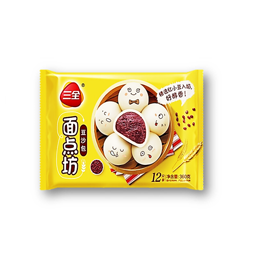SQ09 - 三全豆沙包 Frozen Sweet Red Bean Paste Bun 360g x 24
