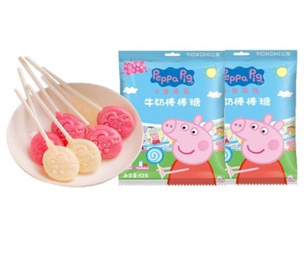 YZ05 - 小猪佩奇牛奶味棒棒糖 Lollipop (milk flavour) 52g x 24